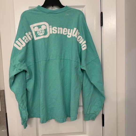 Disney Tops - Walt Disney World Spirit Jersey Spell-Out Teal Blue Long Sleeve Adult XXL